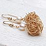 14ct Gold Filled Bird's Nest & Pearl Earrings, thumbnail 1 of 6