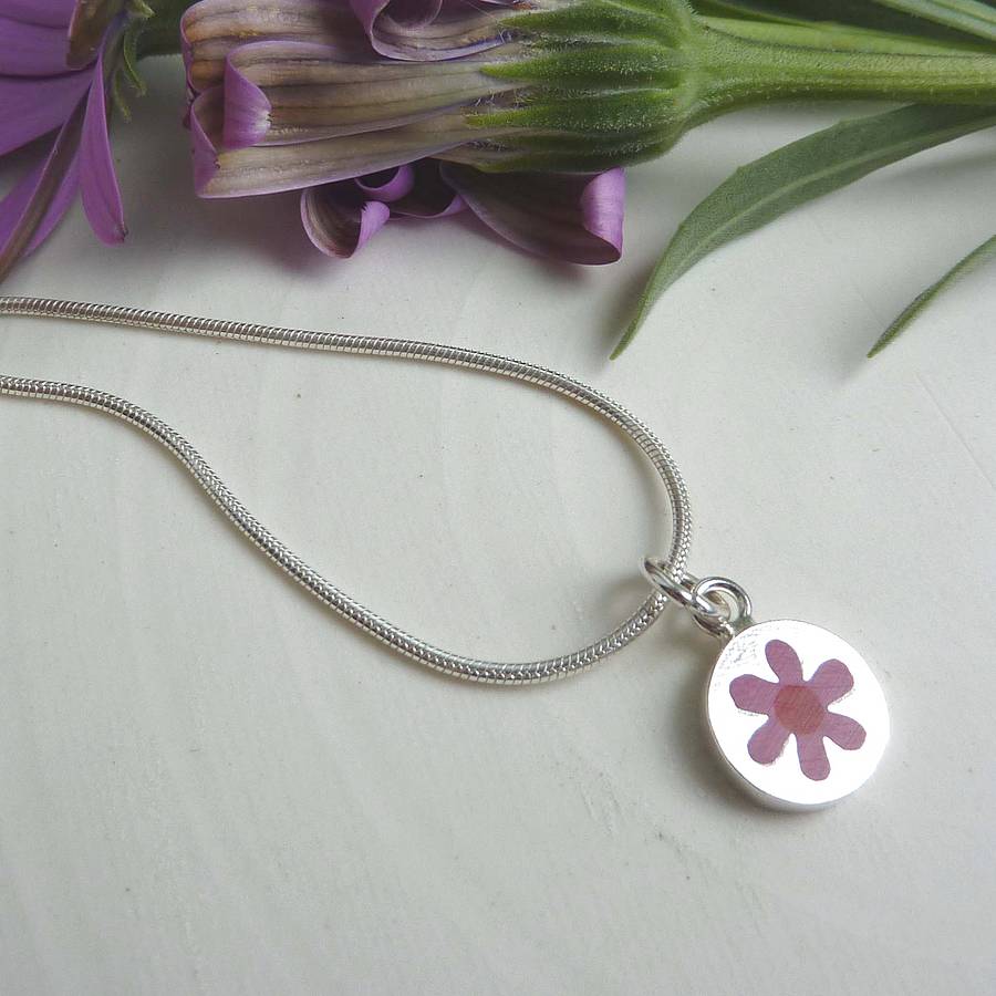 Silver And Resin Flower Pendant By alisonbaxterjewellery
