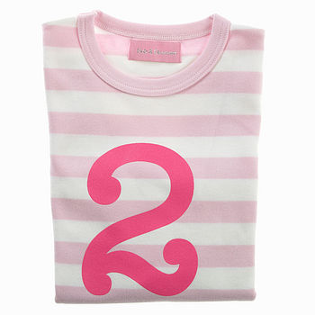 Age/Number Kids T Shirt Pale Pink And White By Bob & Blossom ...
