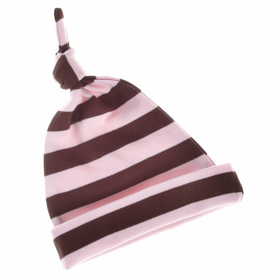 Pale Pink & Brown Striped Cotton Hat By Bob & Blossom ...