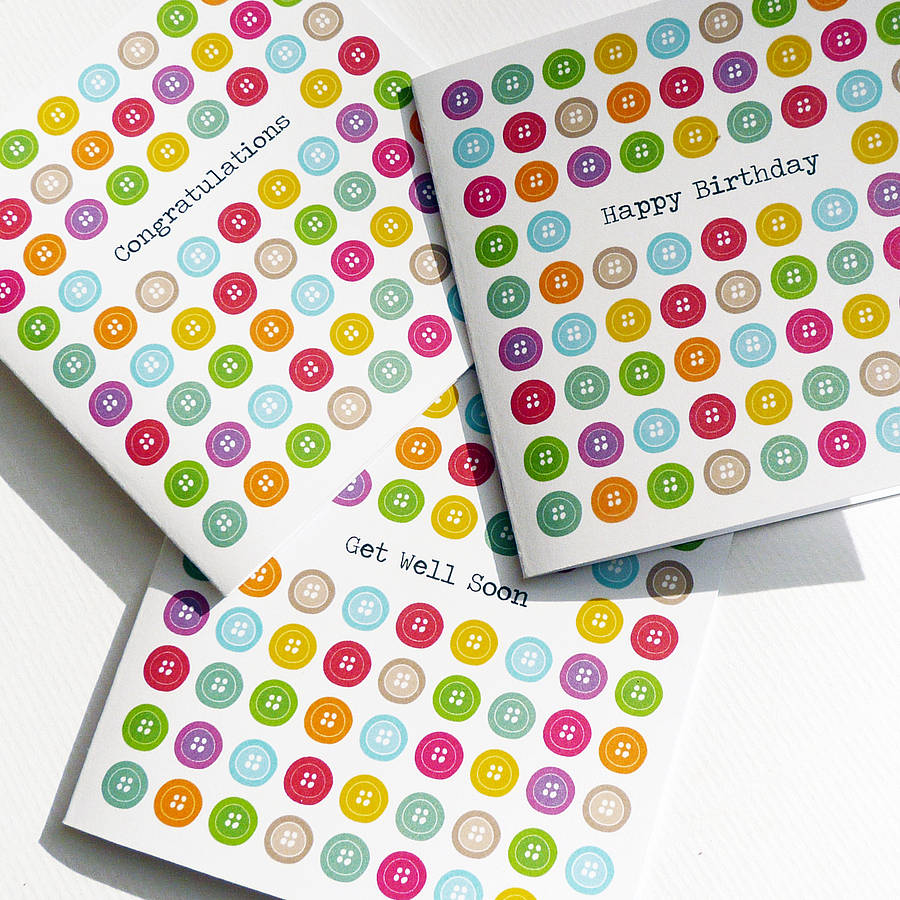 Handmade Personalised Illustrated Button Card By Spotty N Stripy
