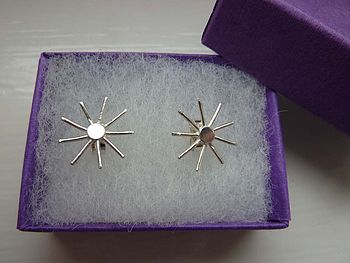 Silver Sun Star Stud Earrings, 2 of 4