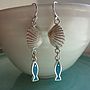Silver Shell And Fish Earrings, thumbnail 1 of 4