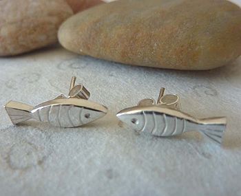 Silver Fish Stud Earrings, 2 of 4