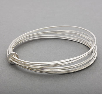 Ripple Multi Silver Bangle With 18ct Gold, 9 of 11