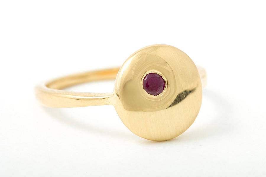 Moon Small Ring With Rubies, 1 of 2