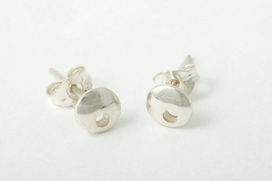 Moon Large Stud Earrings With Hole, 1 of 2