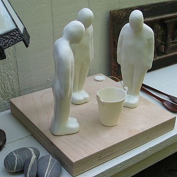 Porcelain Men With Bucket Sculpture, 3 of 3
