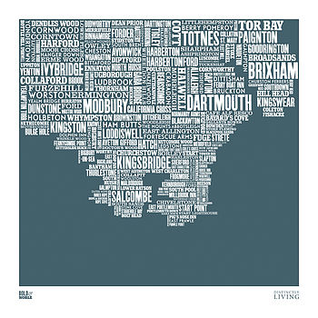 South Devon Type Map Print Slate, 3 of 5