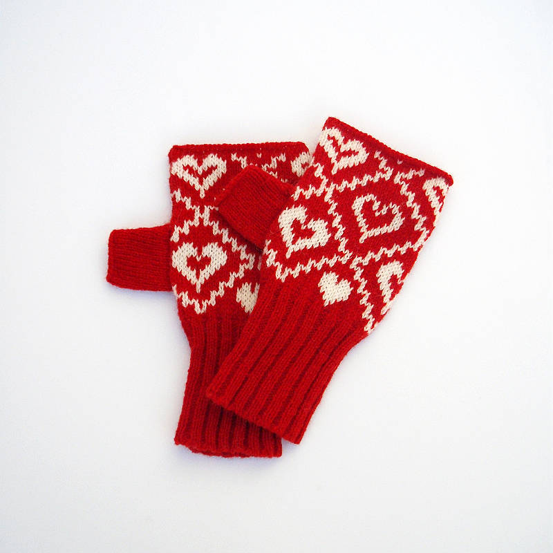 heart fairisle knitted hand warmers by clova knits | notonthehighstreet.com