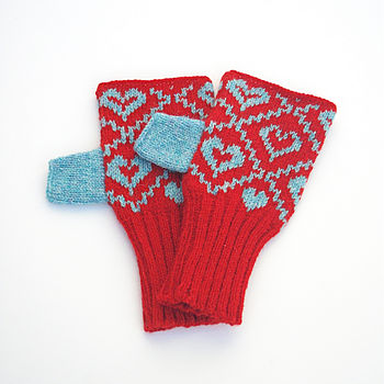 Heart Fairisle Knitted Hand Warmers, 2 of 5