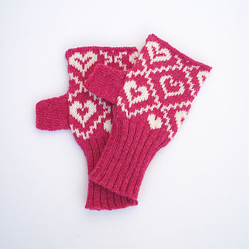 Heart Fairisle Knitted Hand Warmers, 3 of 5