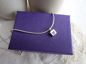 Silver Tiny Square And Heart Necklace, 5 of 5