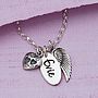 Personalised Silver Name Necklace with Angel Wing and Heart Charms, thumbnail 1 of 10