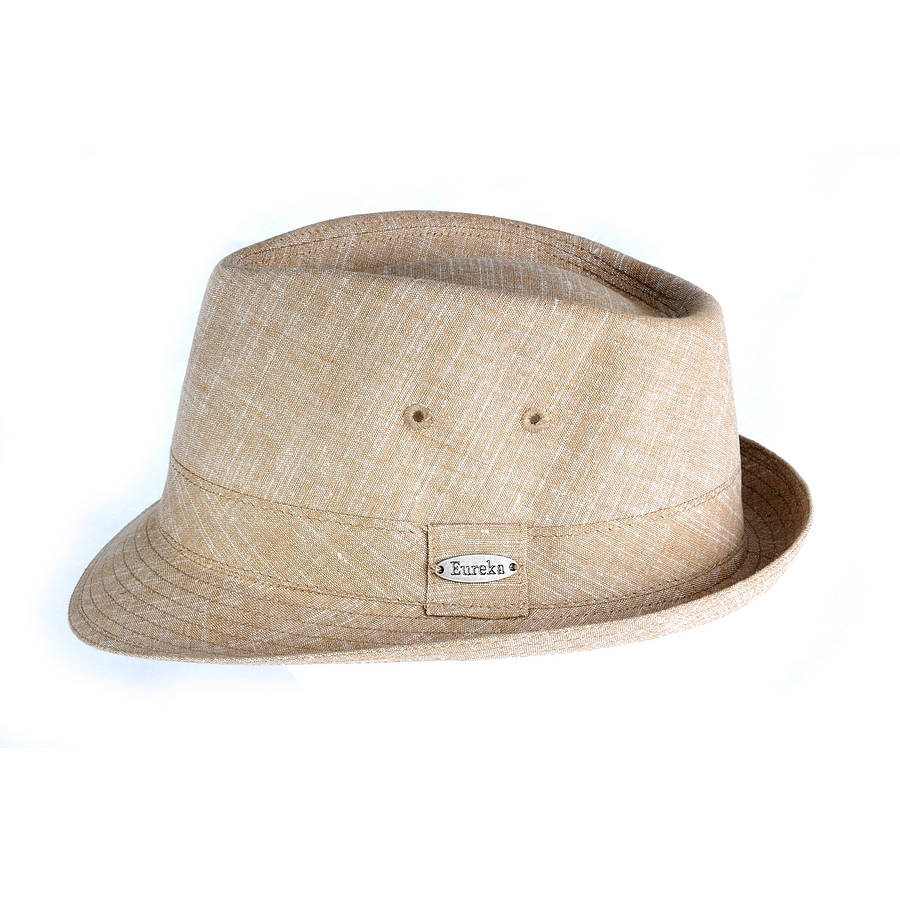 'Fulham' Linen Blend Trilby Hat By Eureka and Nash