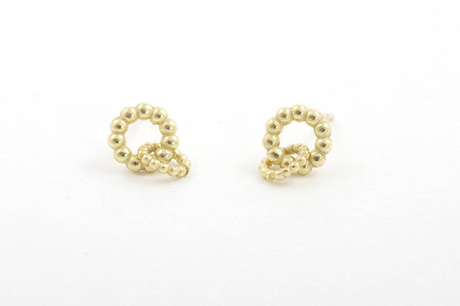 Ball Two Circles Stud Earrings 18ct Gold