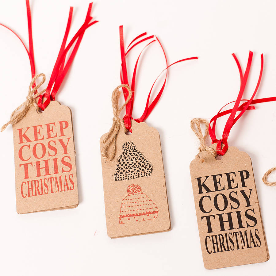 Recycled 'Keep Cosy This Christmas' Gift Tags By Sophia Victoria Joy