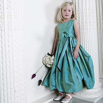 Amy Jewel Coloured Silk Flower Girl Or Party Dress, 2 of 11