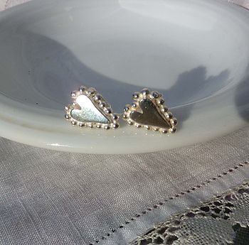 Silver Heart And Bead Earrings, 2 of 4