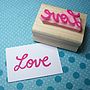 Retro Love Hand Carved Rubber Stamp, thumbnail 1 of 3