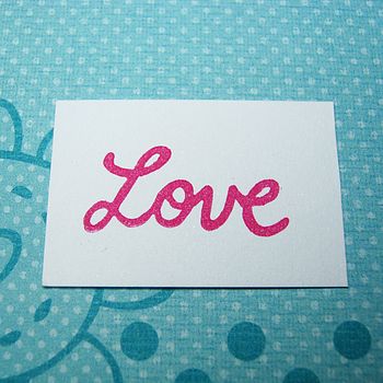 Retro Love Hand Carved Rubber Stamp, 2 of 3