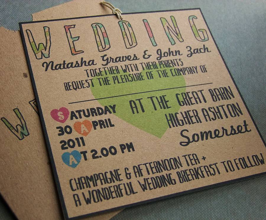 Colourful Recycled Wedding Invitation & RSVP By Artcadia