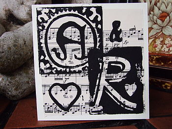 Personalised Initials Card On Vintage Music, 2 of 6