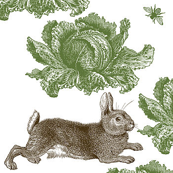 Rabbit And Cabbage Cotton Cushion, 2 of 2