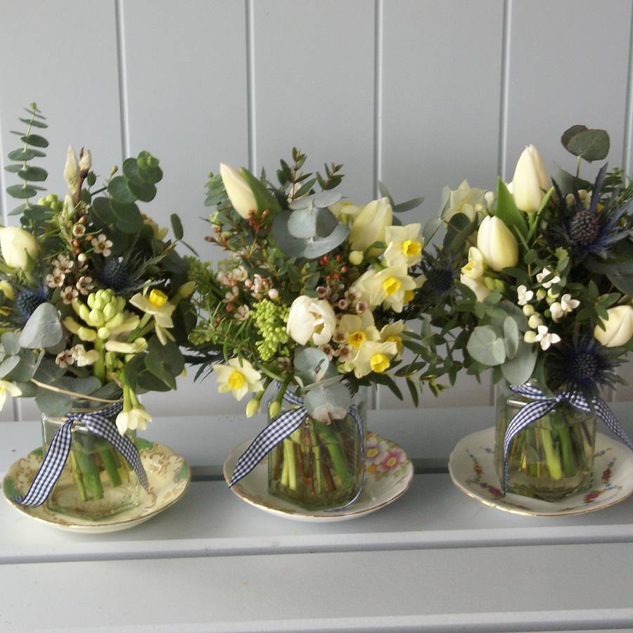 Casablanca Jam Jar Posy Trio's By The Artisan Dried Flower Company