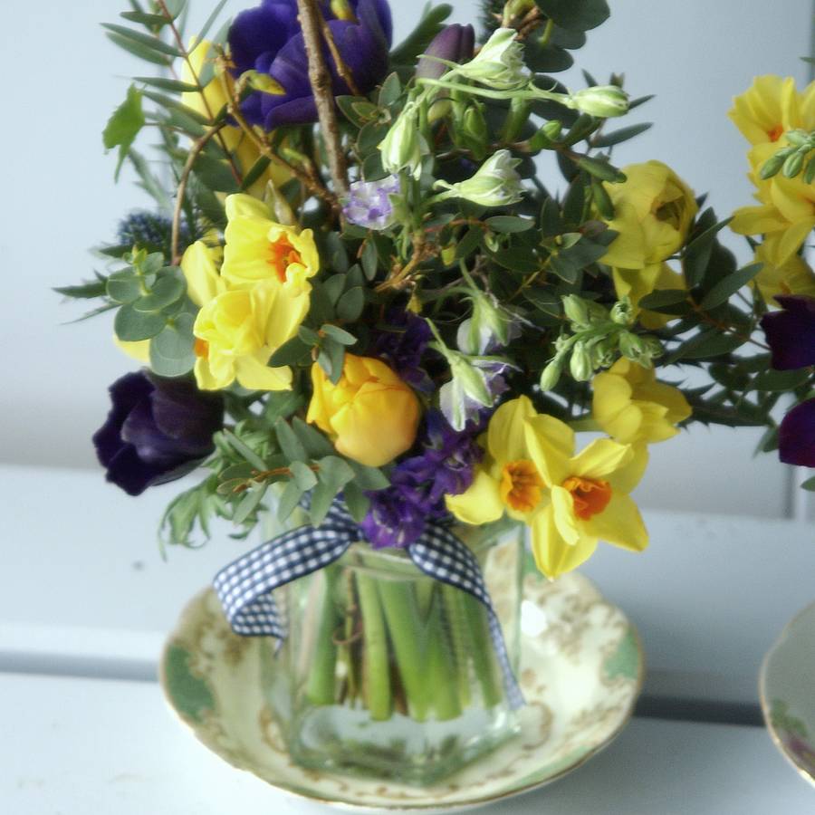 Trio Of 'Country Waft' Jam Jar Posies By The Artisan Dried Flower