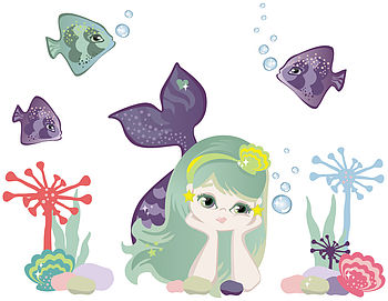 Mermaid Fabric Wall Stickers, 3 of 5