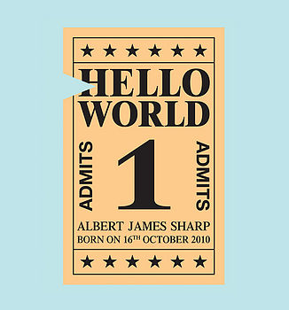 Personalised 'Hello World' Ticket Art Print, 4 of 8