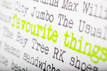 Personalised 'Favourite Things' Word Art, 3 of 10
