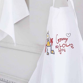 Your Child's Drawing Embroidered On Apron, 2 of 8