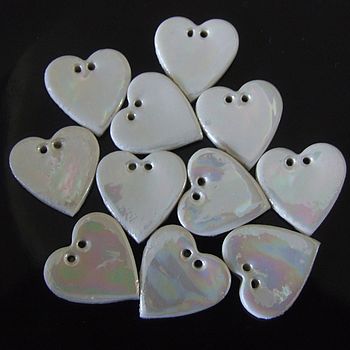 Five Porcelain Mother of Pearl Heart Buttons, 3 of 3