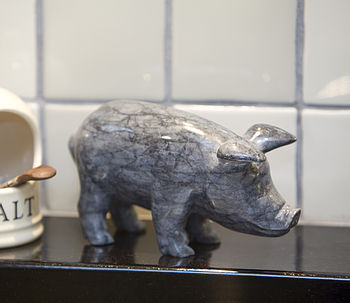 Hand Crafted Marble Pig. Dark Or Light Colour, 2 of 6