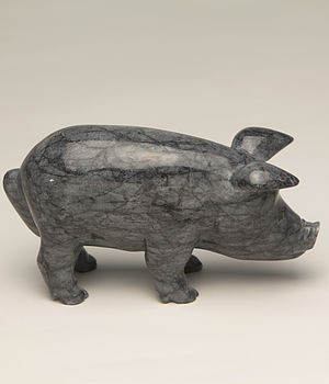 Hand Crafted Marble Pig. Dark Or Light Colour, 4 of 6