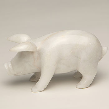Hand Crafted Marble Pig. Dark Or Light Colour, 6 of 6