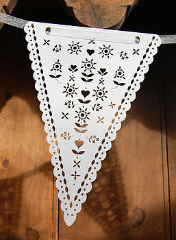 White Lace Laser Cut Paper Bunting, 2 of 3