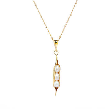 Gold Vermeil Three Peapod Pendant Necklace, 2 of 3