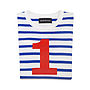 French Blue + White Breton Striped Number/Age T Shirt, thumbnail 2 of 6