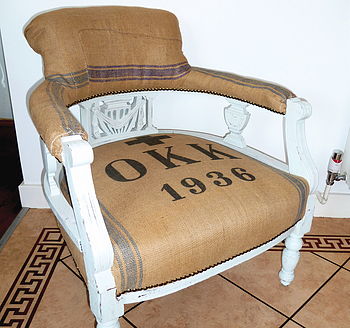 Vintage 1936 Victorian Grain Sack Chair, 3 of 4