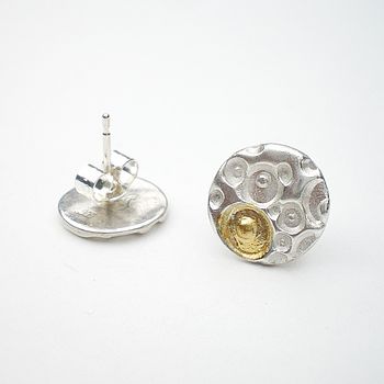 Coral Silver And Gold Plated Stud Earrings, 2 of 5