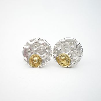 Coral Silver And Gold Plated Stud Earrings, 3 of 5