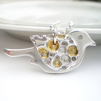 Gold Plated And Sterling Silver Bird Pendant, 2 of 3