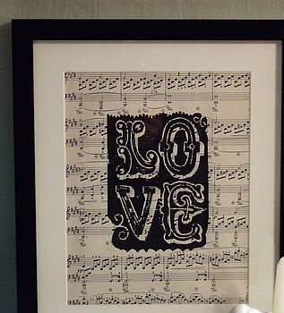 Handprinted Vintage Sheet Music Love Print, 2 of 7