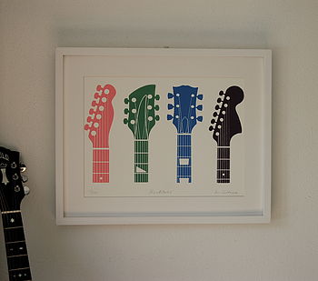 Guitar Headstocks Framed Screen Print, 2 of 5