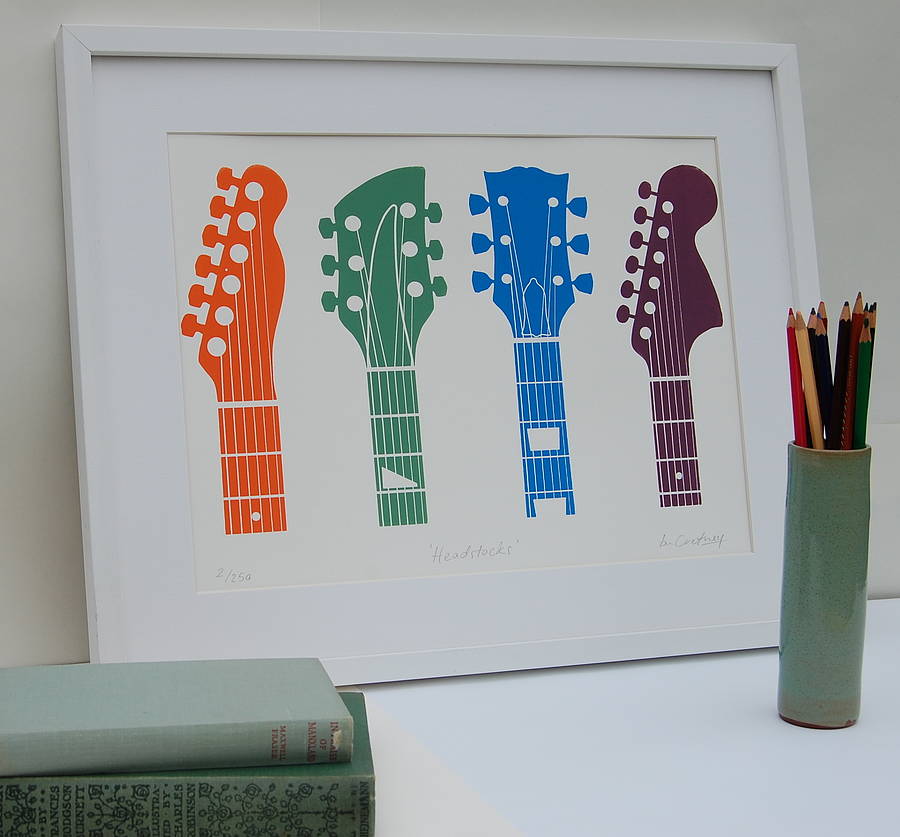 Guitar Headstocks Framed Screen Print, 1 of 5