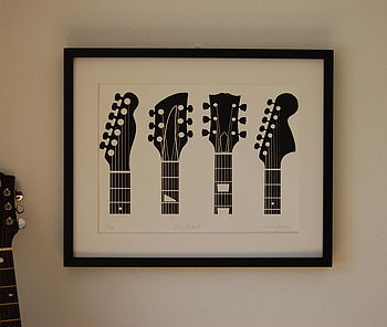 Guitar Headstocks Framed Screen Print, 3 of 5