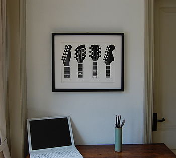 Guitar Headstocks Framed Screen Print, 4 of 5